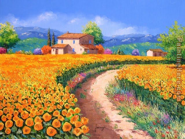 sunflower path dreamy french landscape painting - 2011 sunflower path dreamy french landscape art painting